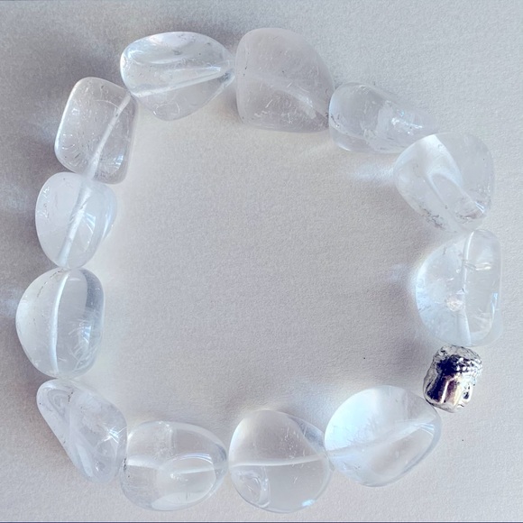 Clear Quartz Stone Buddha Head Bead Bracelet - Picture 4 of 6